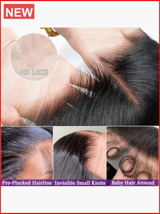 30 Inch 13x6 Lace Front Wigs Human Hair 200% Density Pre Plucked Straight Lace main image 6